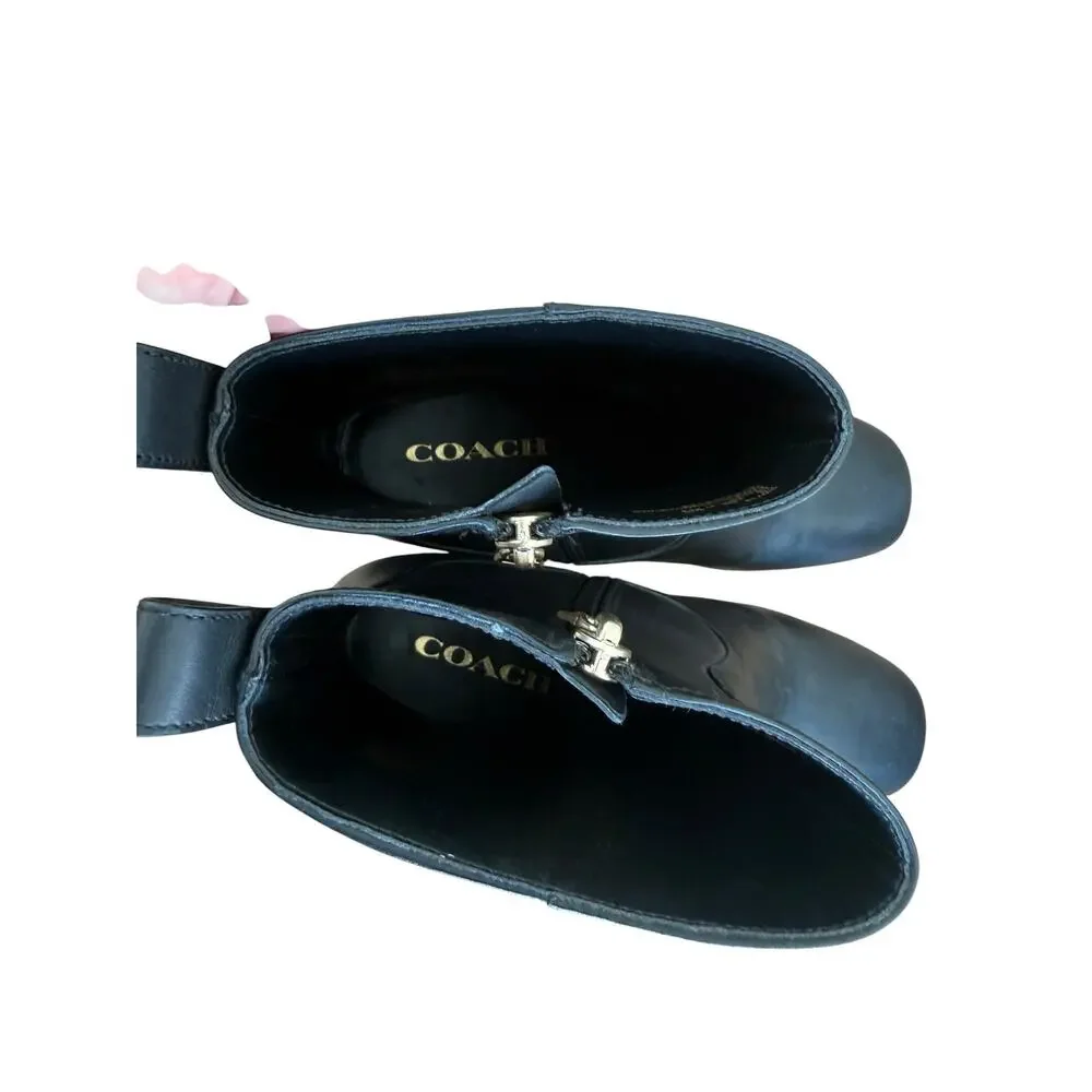 Coach Josephine Wedge Booties Women’s 8 Black Leather CW712 NWOT $278